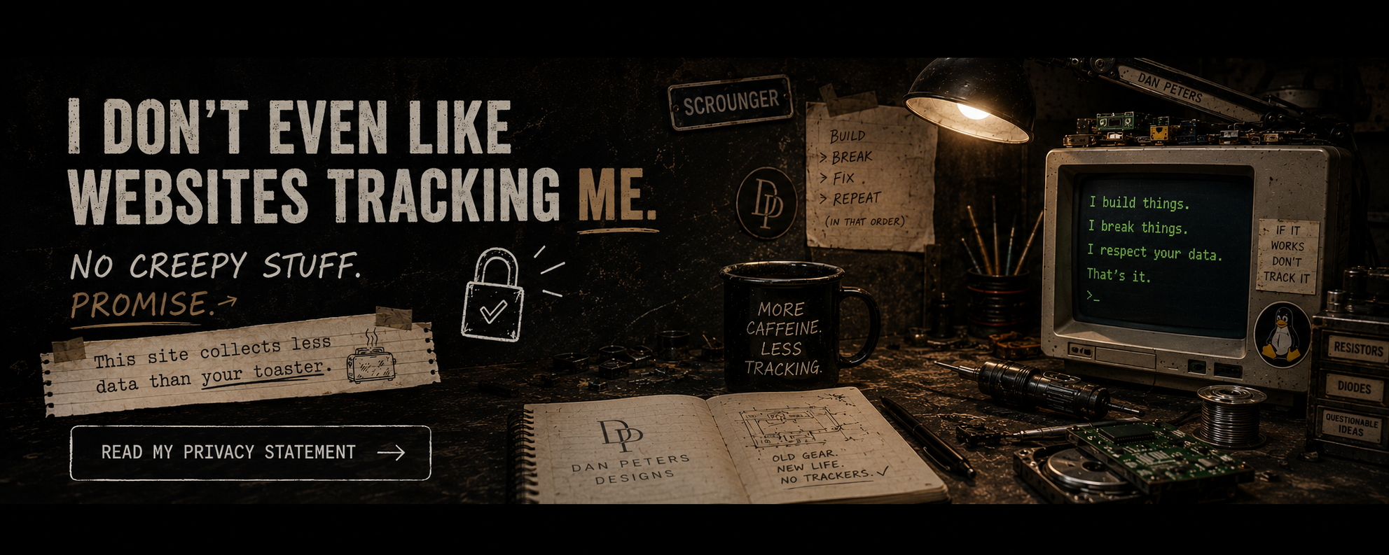 I do not even like websites tracking me. No creepy stuff. Read my privacy statement.