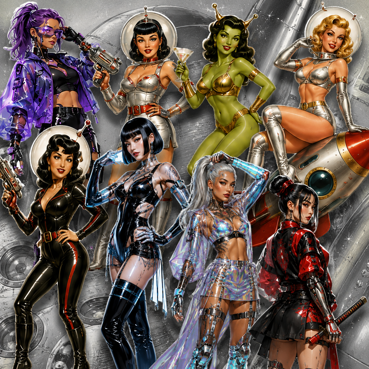 DPD Pin-Up Icons collection collage.