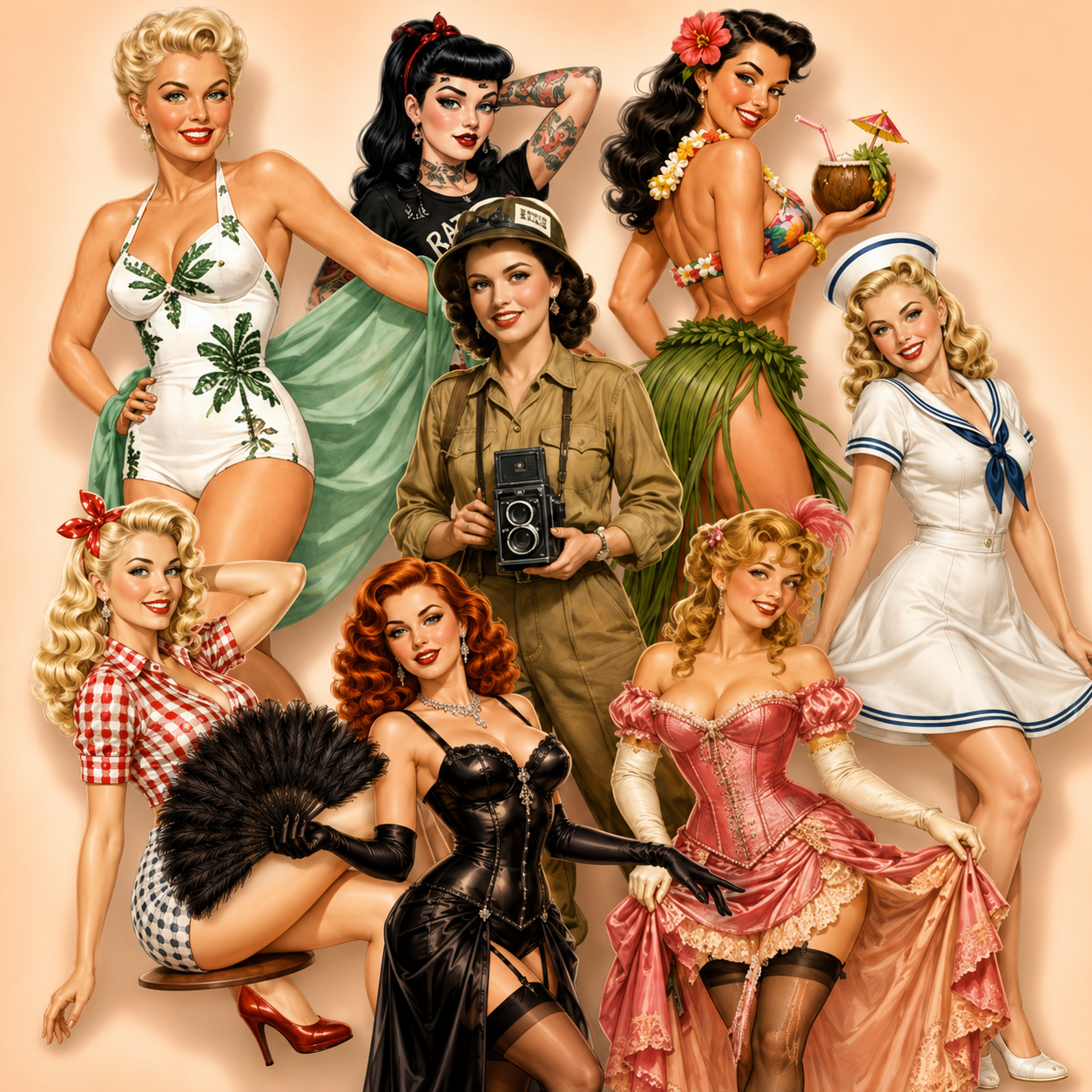 DPD Pin-Up Icons collection collage.