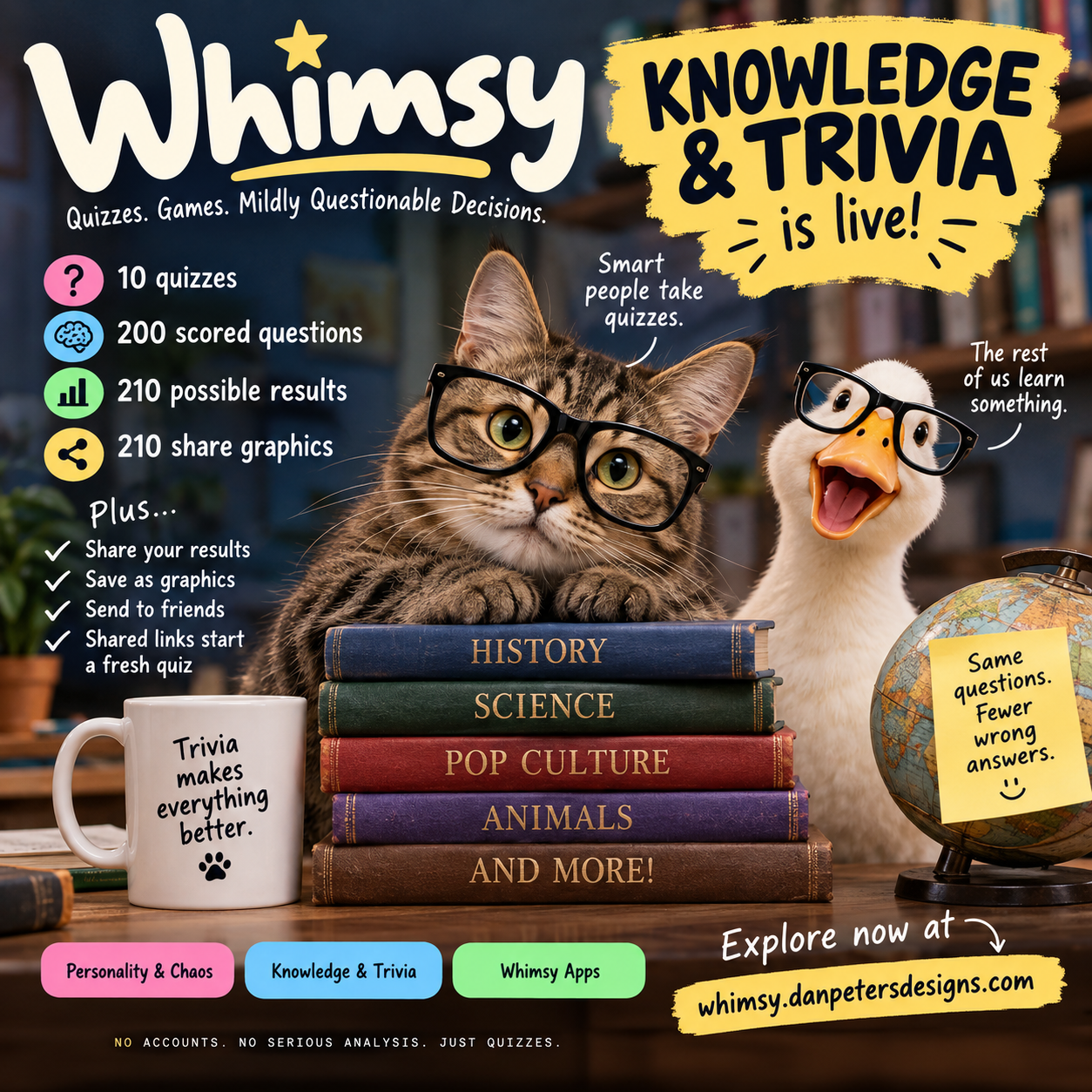 Whimsy Knowledge & Trivia launch graphic